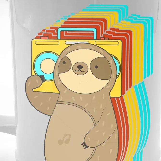 Retro Boombox Sloth Front & Back Beer Stein