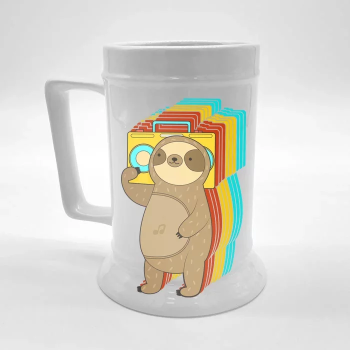 Retro Boombox Sloth Front & Back Beer Stein