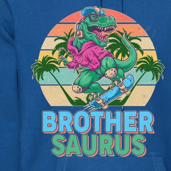 Retro Brother Saurus T-Rex Dinosaur Premium Hoodie