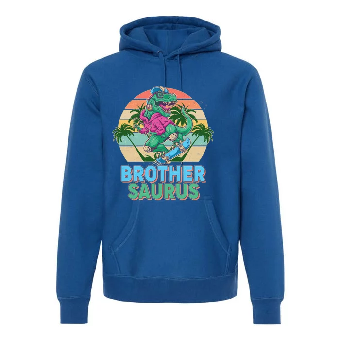 Retro Brother Saurus T-Rex Dinosaur Premium Hoodie