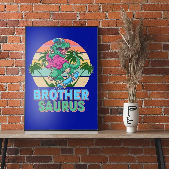 Retro Brother Saurus T-Rex Dinosaur Poster