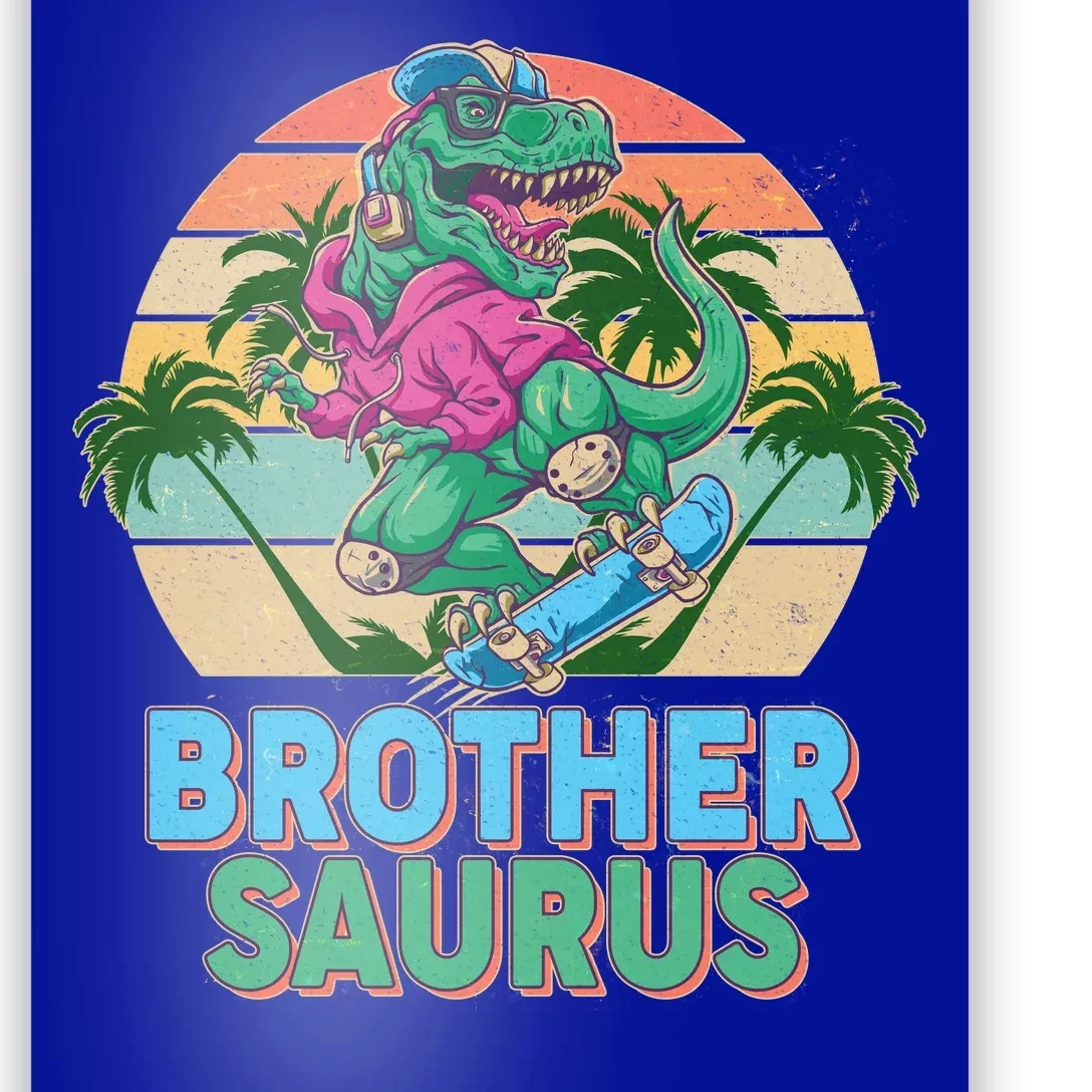 Retro Brother Saurus T-Rex Dinosaur Poster