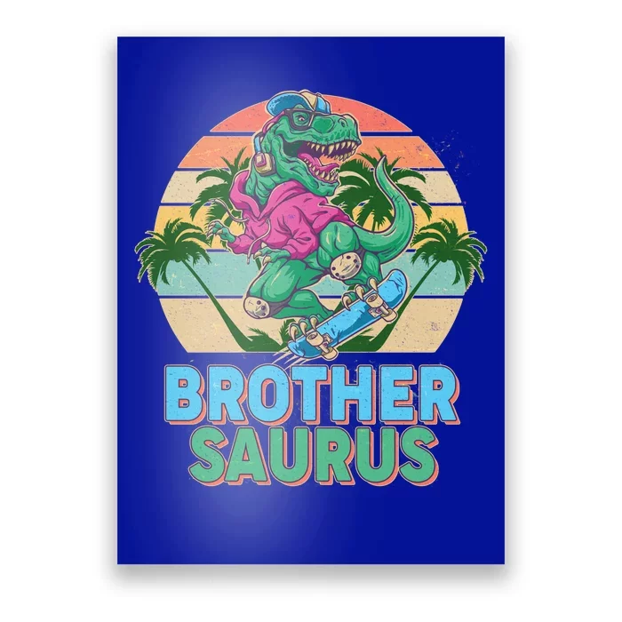 Retro Brother Saurus T-Rex Dinosaur Poster