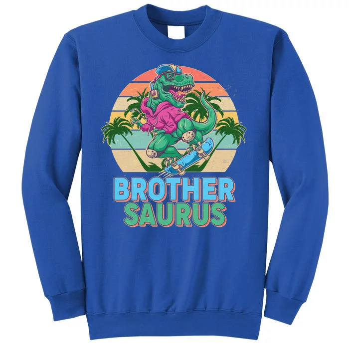 Retro Brother Saurus T-Rex Dinosaur Tall Sweatshirt