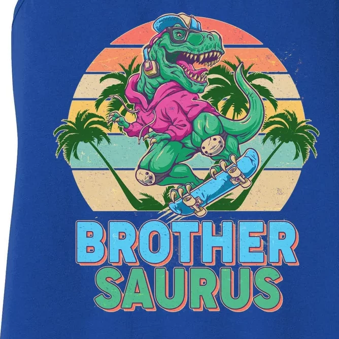 Retro Brother Saurus T-Rex Dinosaur Women's Racerback Tank