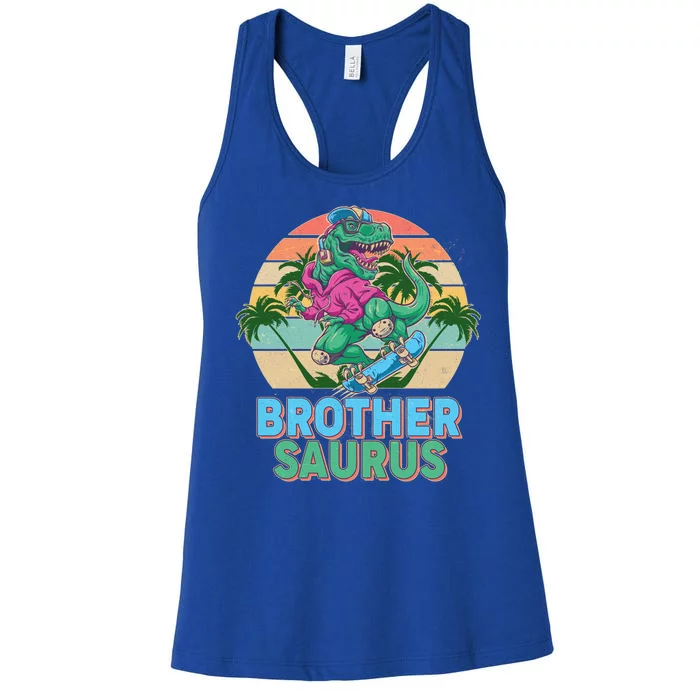 Retro Brother Saurus T-Rex Dinosaur Women's Racerback Tank