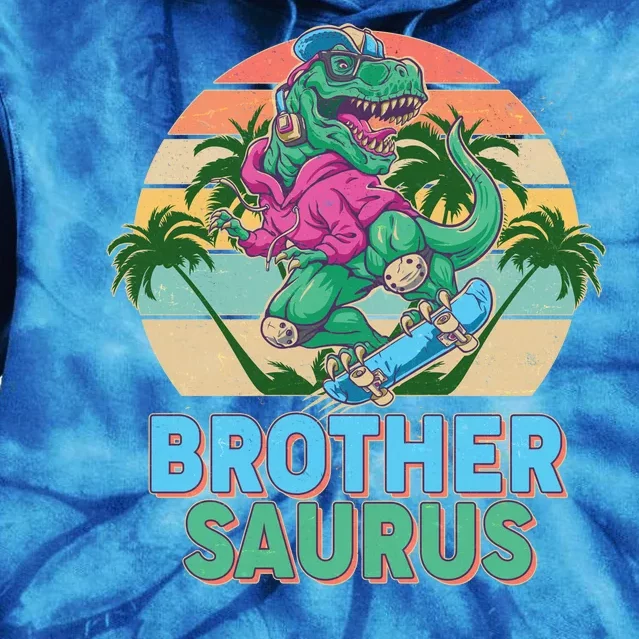 Retro Brother Saurus T-Rex Dinosaur Tie Dye Hoodie