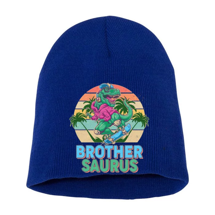 Retro Brother Saurus T-Rex Dinosaur Short Acrylic Beanie