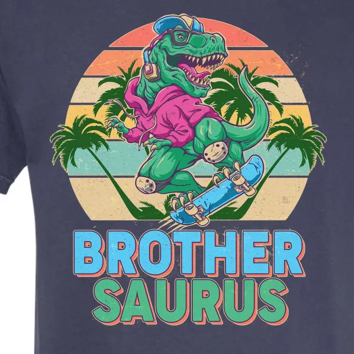 Retro Brother Saurus T-Rex Dinosaur Garment-Dyed Heavyweight T-Shirt