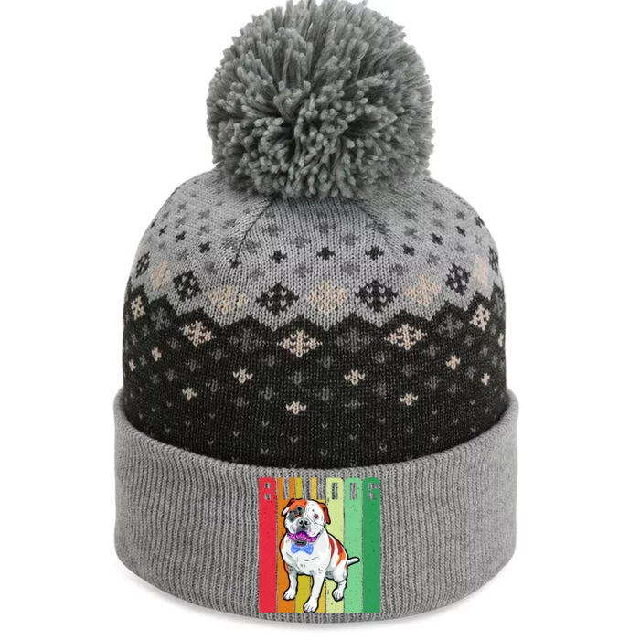 Retro Bulldog The Baniff Cuffed Pom Beanie