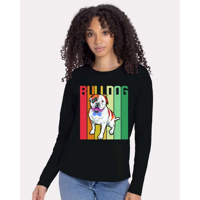 Retro Bulldog Womens Cotton Relaxed Long Sleeve T-Shirt