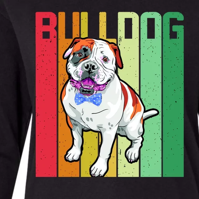 Retro Bulldog Womens Cotton Relaxed Long Sleeve T-Shirt