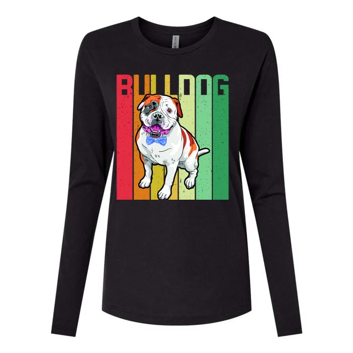 Retro Bulldog Womens Cotton Relaxed Long Sleeve T-Shirt