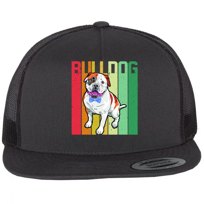 Retro Bulldog Flat Bill Trucker Hat