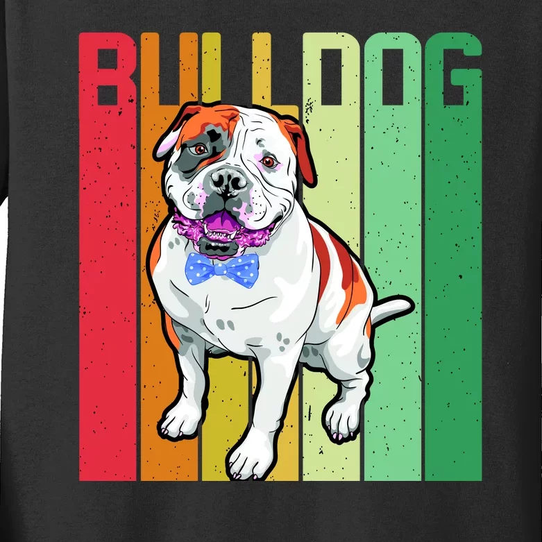 Retro Bulldog Kids Long Sleeve Shirt