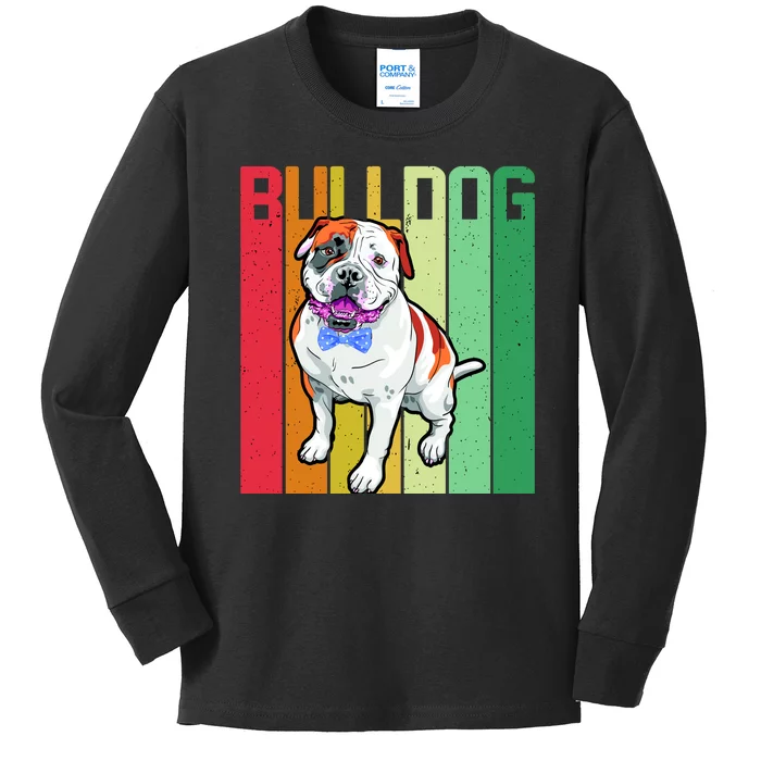 Retro Bulldog Kids Long Sleeve Shirt