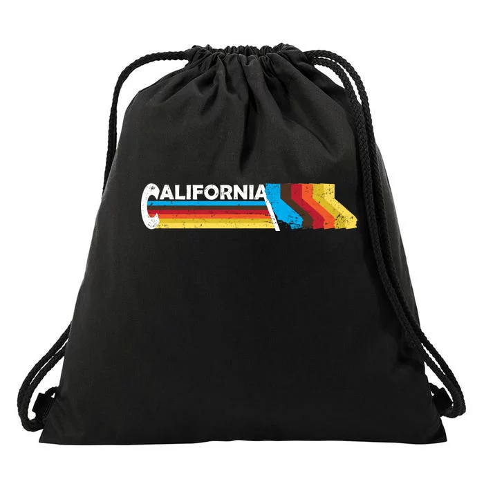 Retro California Colorful Logo Drawstring Bag