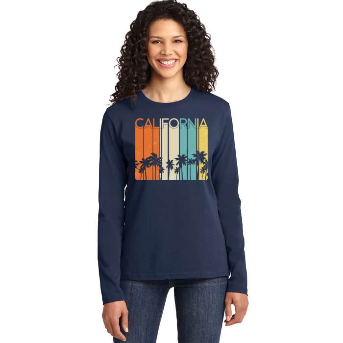 Retro California Palms Ladies Long Sleeve Shirt