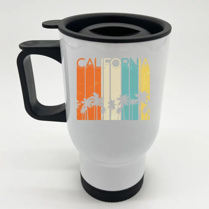 Retro California Palms Front & Back Stainless Steel Travel Mug