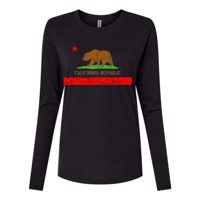 Retro California Republic Flag Womens Cotton Relaxed Long Sleeve T-Shirt