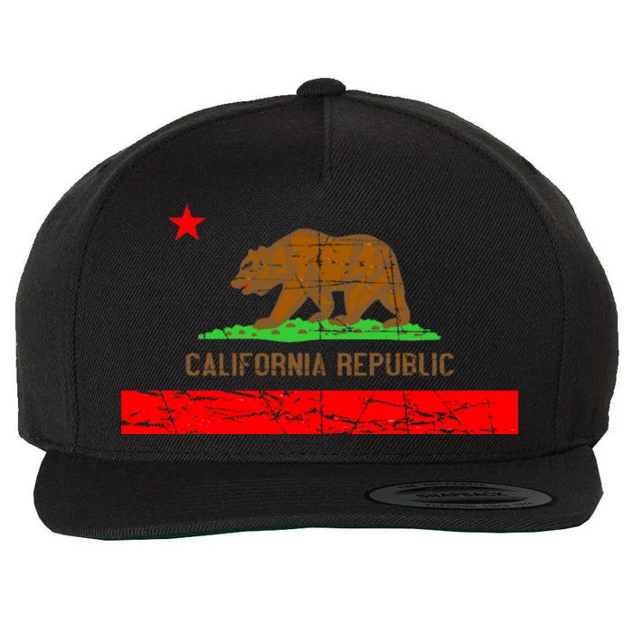 Retro California Republic Flag Wool Snapback Cap