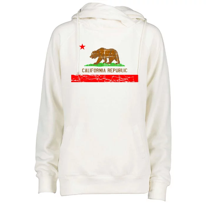 Retro California Republic Flag Womens Funnel Neck Pullover Hood