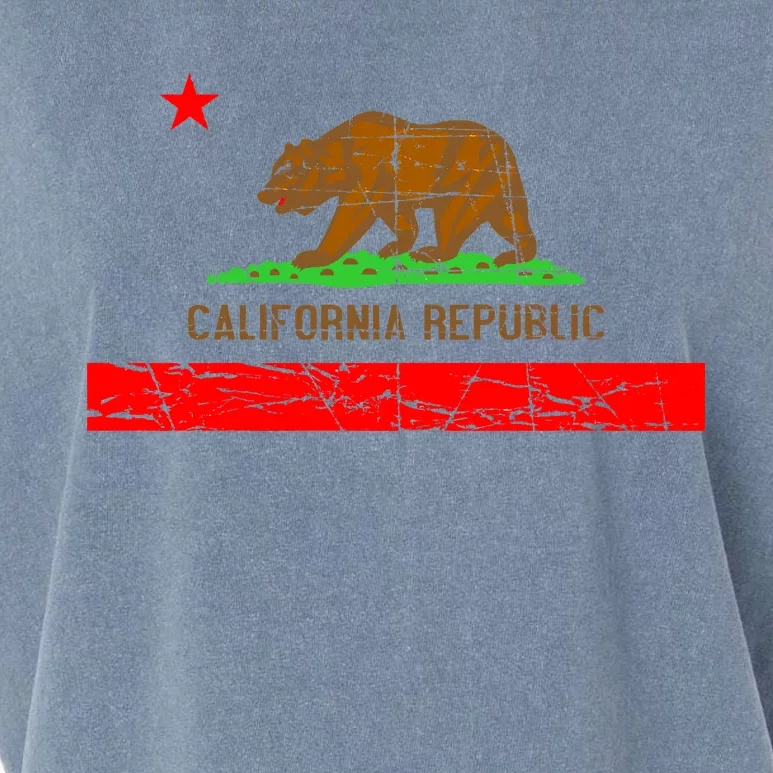 Retro California Republic Flag Garment-Dyed Women's Muscle Tee