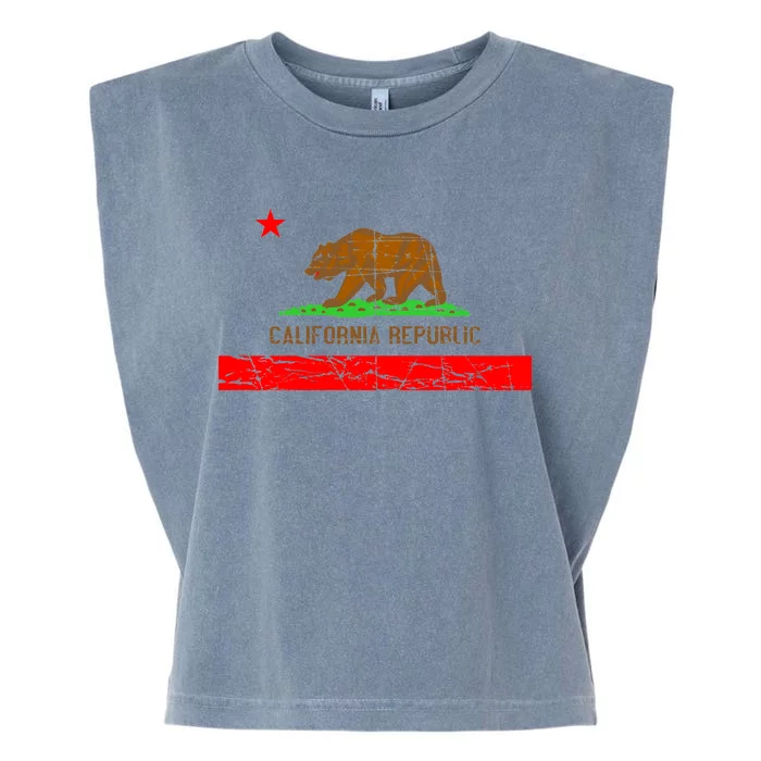 Retro California Republic Flag Garment-Dyed Women's Muscle Tee