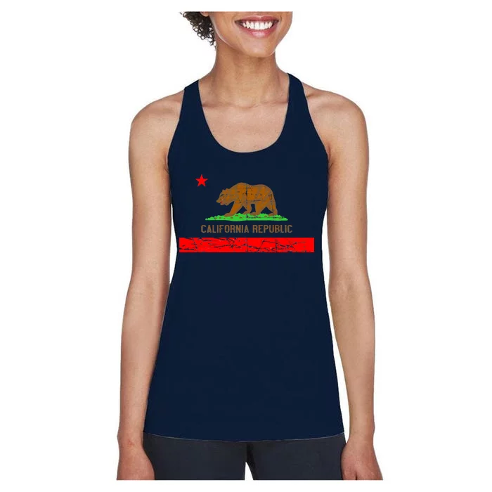 Retro California Republic Flag Women's Racerback Tank