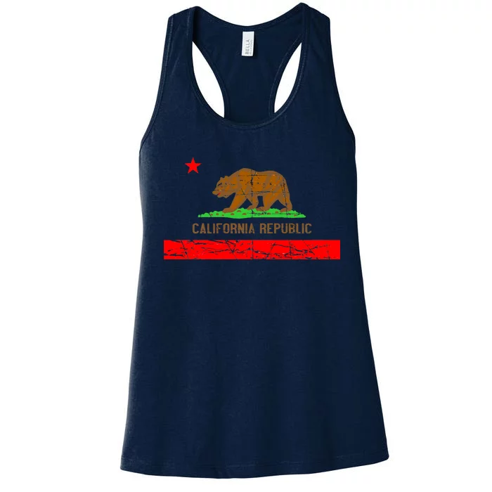 Retro California Republic Flag Women's Racerback Tank