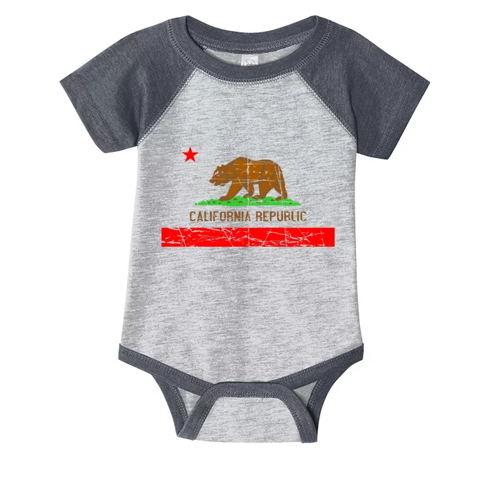 Retro California Republic Flag Infant Baby Jersey Bodysuit