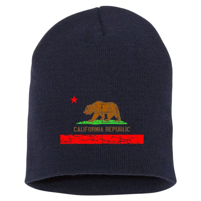 Retro California Republic Flag Short Acrylic Beanie