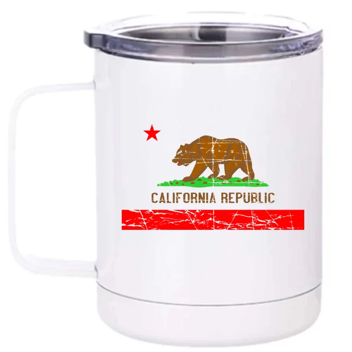 Retro California Republic Flag Front & Back 12oz Stainless Steel Tumbler Cup