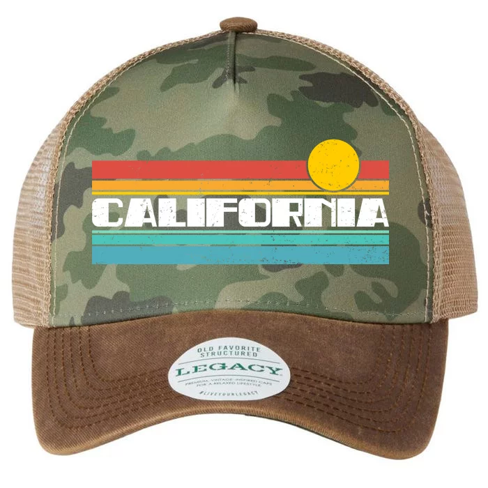 Retro California Stripe Logo Legacy Tie Dye Trucker Hat