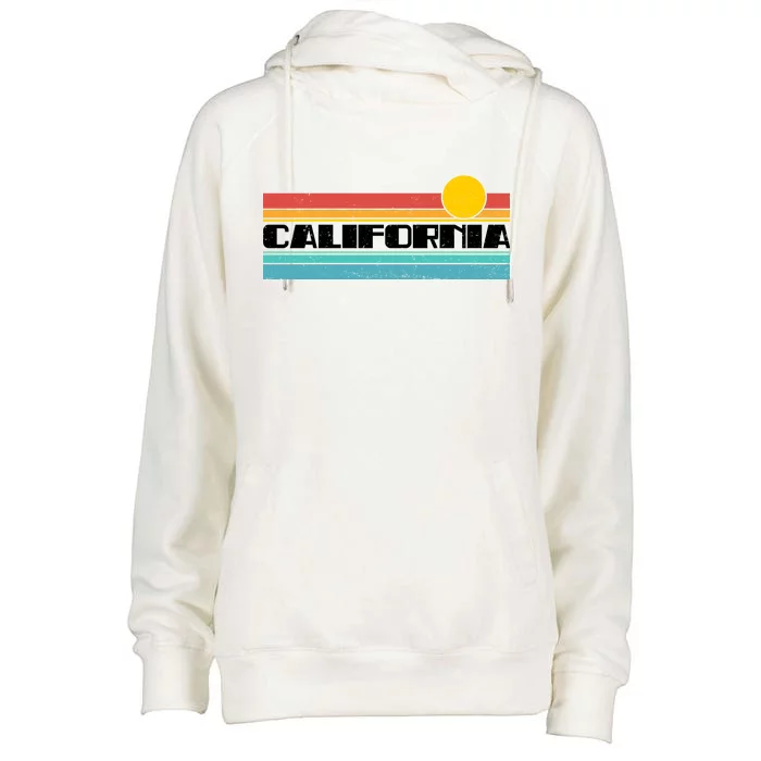 Retro California Stripe Logo Womens Funnel Neck Pullover Hood