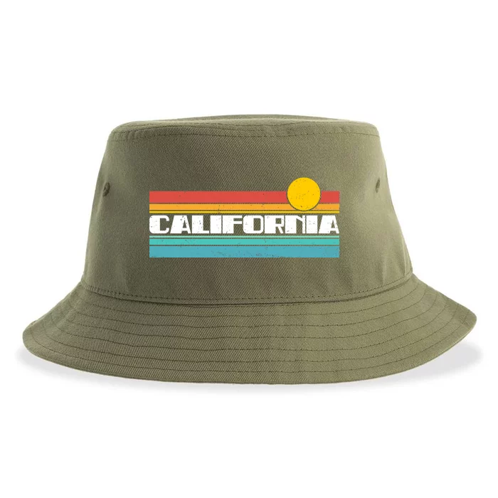 Retro California Stripe Logo Sustainable Bucket Hat