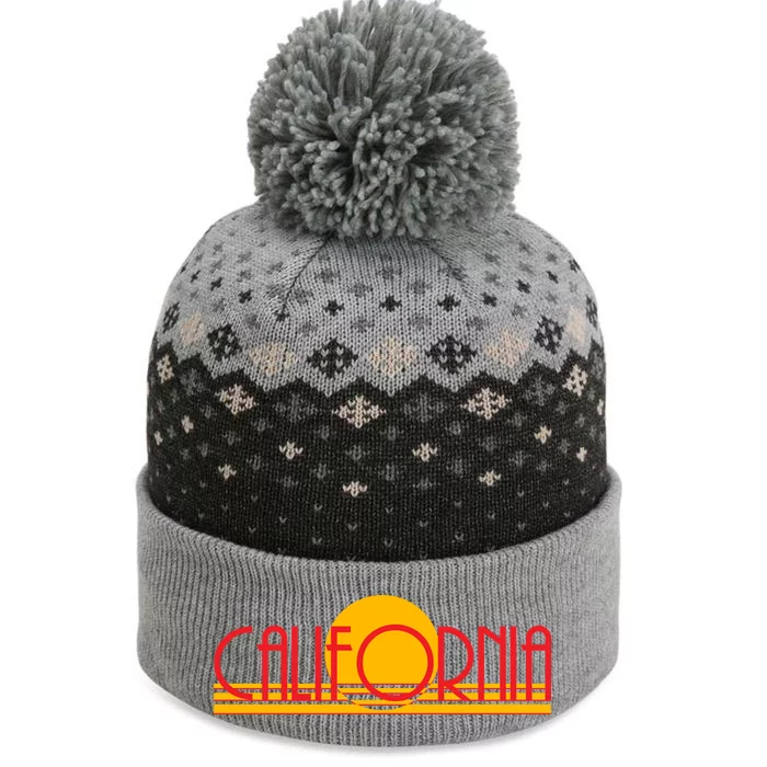 Retro California Sun Sunset Logo The Baniff Cuffed Pom Beanie