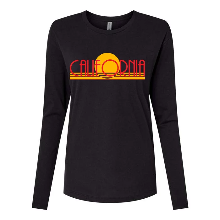 Retro California Sun Sunset Logo Womens Cotton Relaxed Long Sleeve T-Shirt