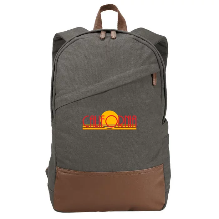 Retro California Sun Sunset Logo Cotton Canvas Backpack