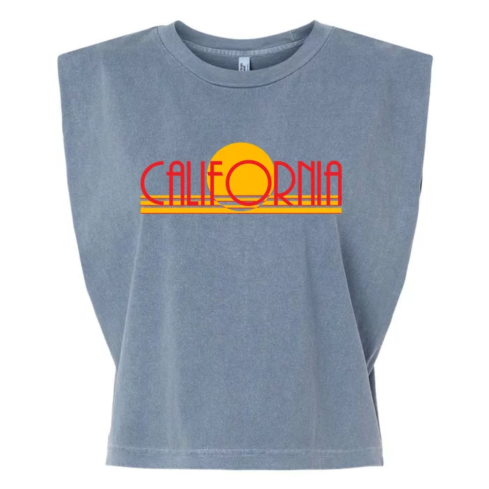 Retro California Sun Sunset Logo Garment-Dyed Women's Muscle Tee