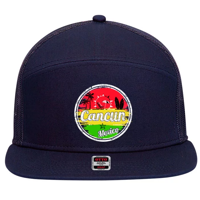 Retro Cancun Logo 7 Panel Mesh Trucker Snapback Hat