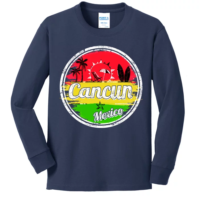 Retro Cancun Logo Kids Long Sleeve Shirt