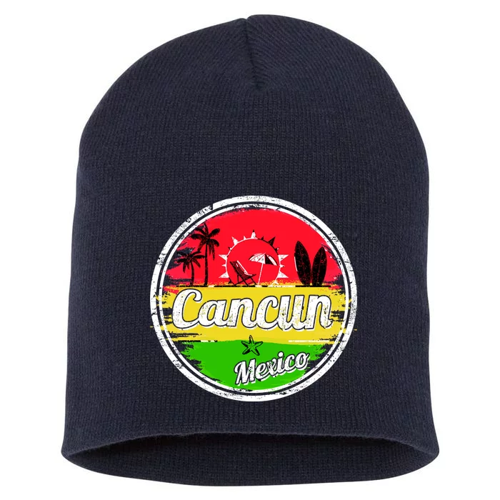 Retro Cancun Logo Short Acrylic Beanie