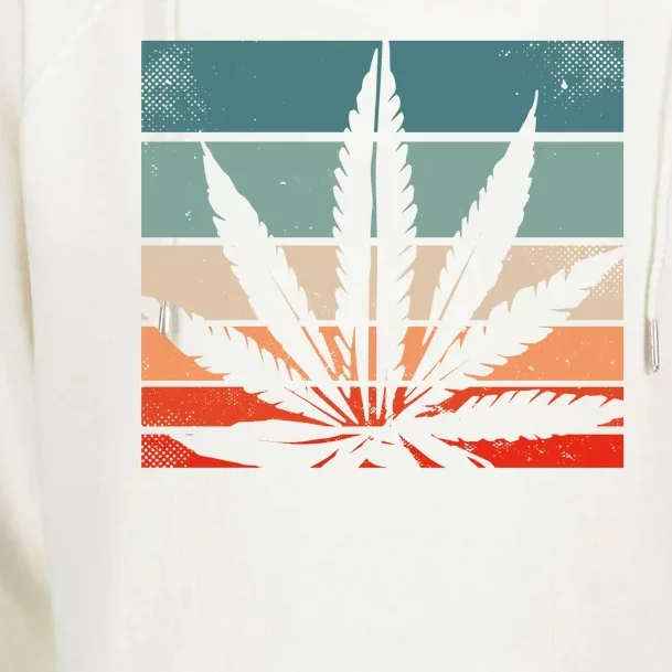 Retro Cannabis Womens Funnel Neck Pullover Hood