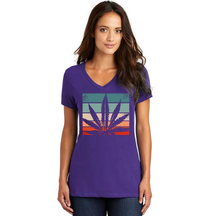 Retro Cannabis Women's V-Neck T-Shirt