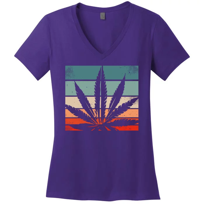 Retro Cannabis Women's V-Neck T-Shirt