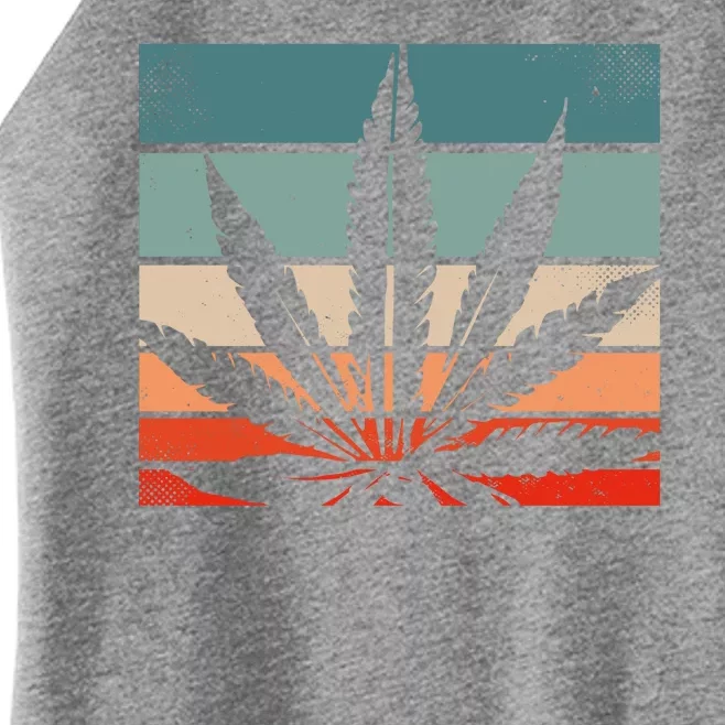 Retro Cannabis Women’s Perfect Tri Rocker Tank