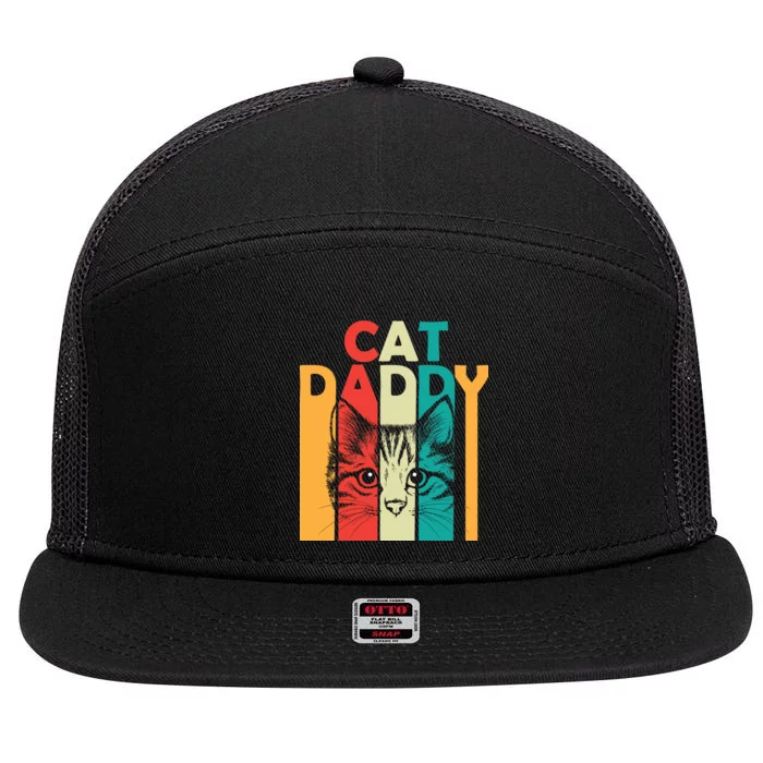 Retro Cat Daddy 7 Panel Mesh Trucker Snapback Hat