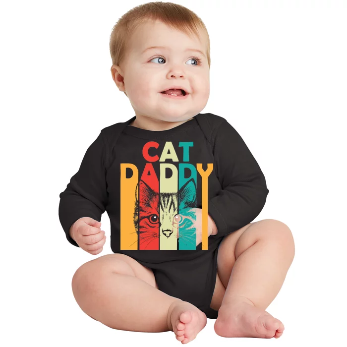 Retro Cat Daddy Baby Long Sleeve Bodysuit