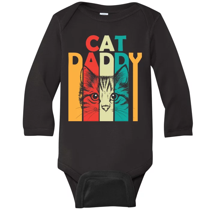 Retro Cat Daddy Baby Long Sleeve Bodysuit